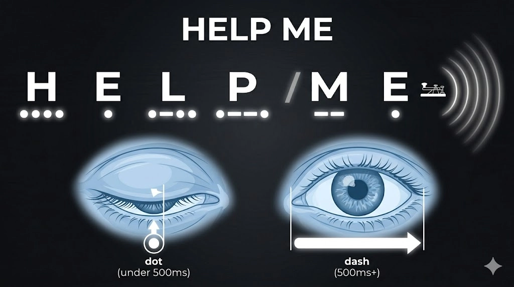 Blink Help Me in Morse Code